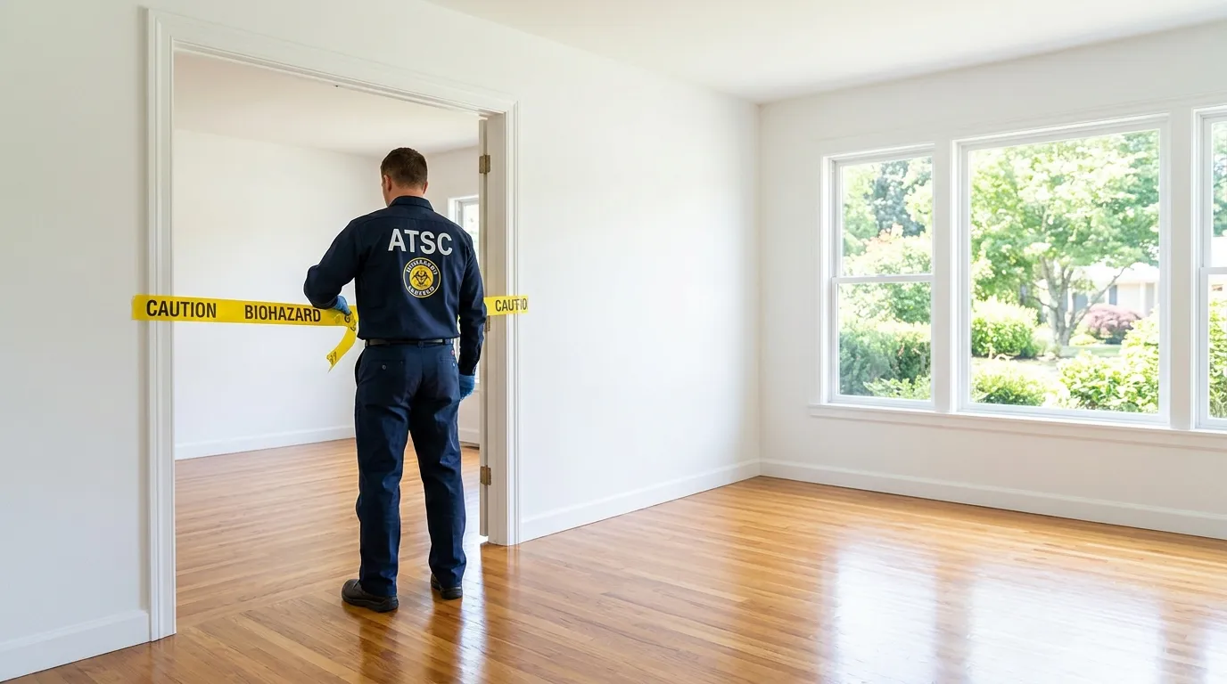 Certified biohazard cleanup crew performing Trauma Scene Cleanup in Columbia